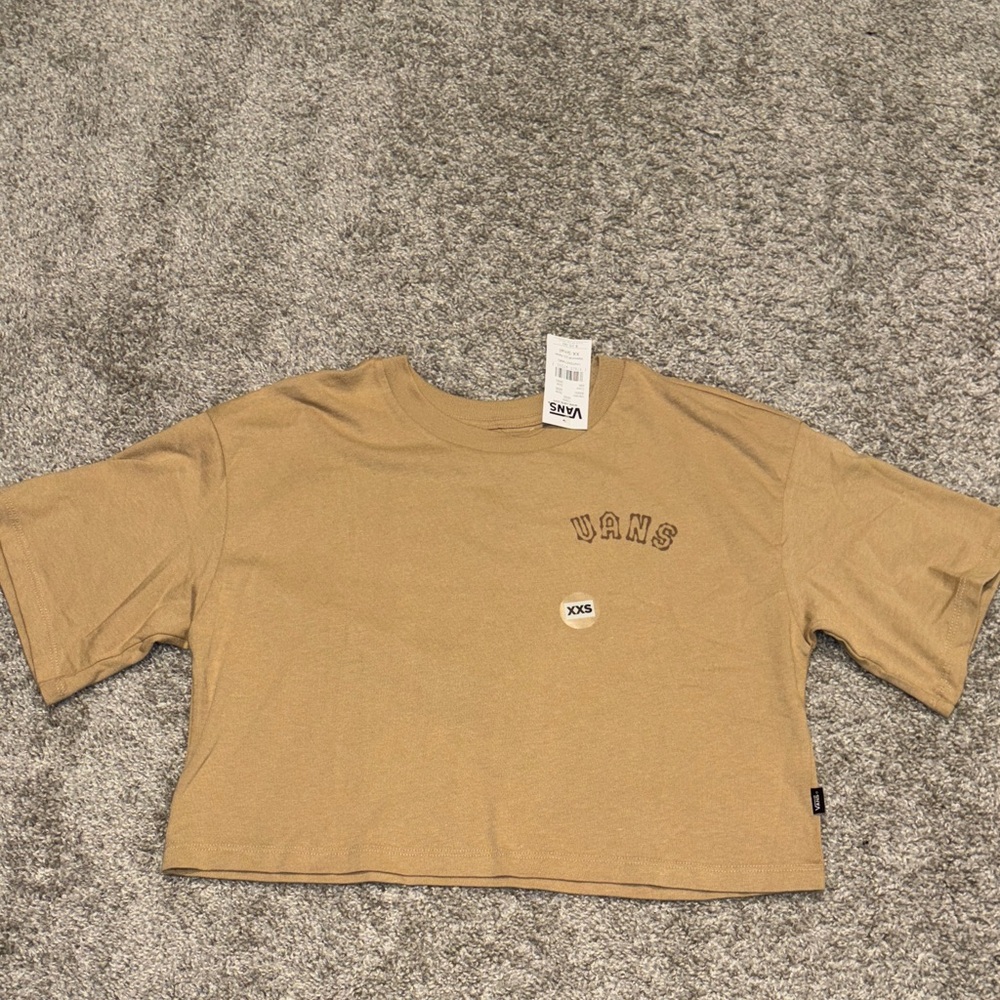 Brand New with tags Vans Tan Cropped T-Shirt with Logo